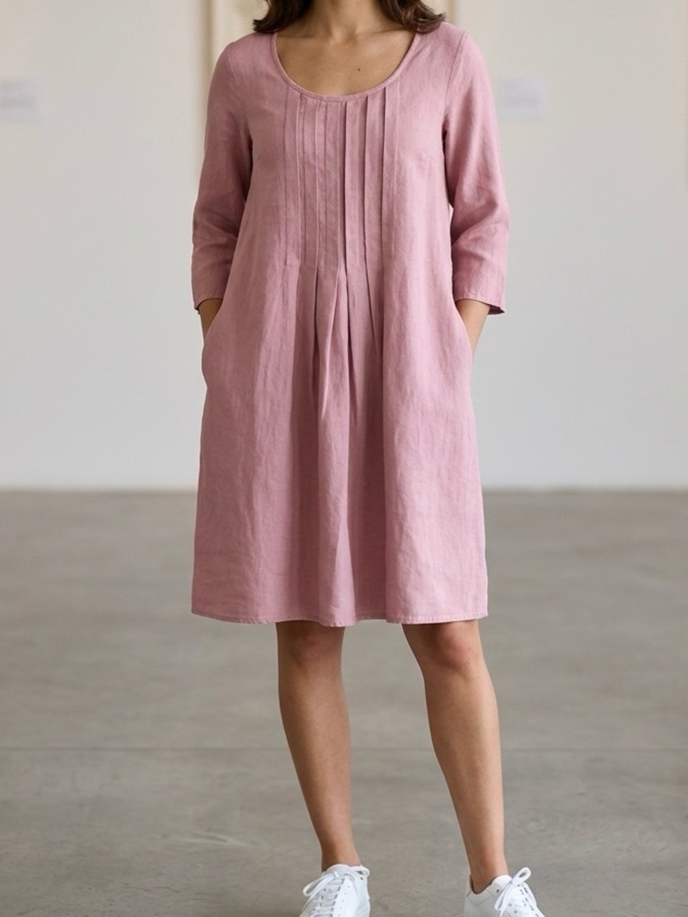 Lafayette 148 New York Linen Midi Dress Pink Size Medium